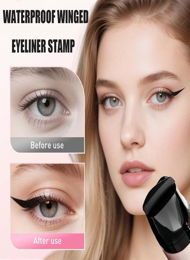 REATIFUL Rotating Eyeliner Stamp Pen,Foldable Winged Eyeliner Stamp,Wing eyeliner stamp,Smudge Proof & Waterpoof Eye Liner,Easy Eye Stencil Makeup Tool (2PCS-Black) - Image 2